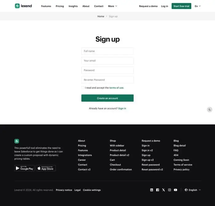 Sign up v2